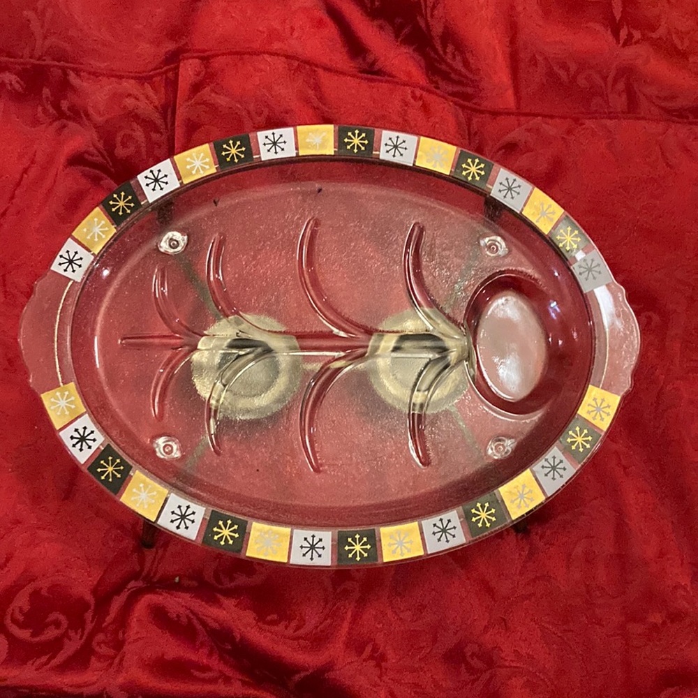 Glass tree platter 1950’s platter & warming tray
